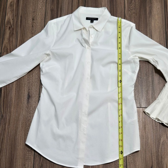 Banana Republic Riley II Tailored Shirt White Pleated Flared Cuff Button Down 8 - Picture 8 of 12